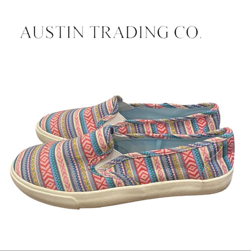 Austin Trading Co. Pink Blue Women's Slip-on Loafers Sneakers 9